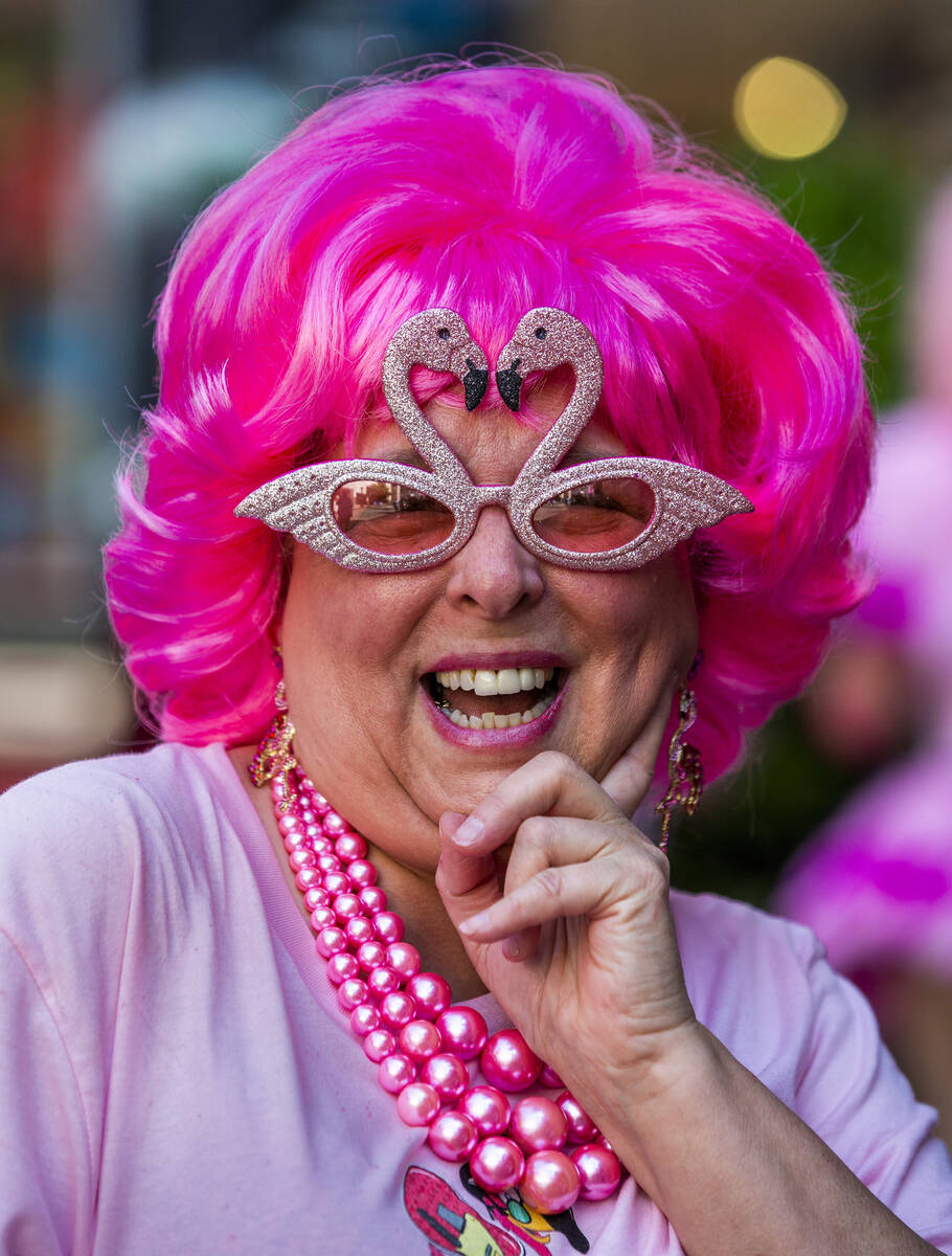 Susan Hyre of Ambridge, Pennsylvania, is all flamingoed up as the organizer for the 1st Annual ...