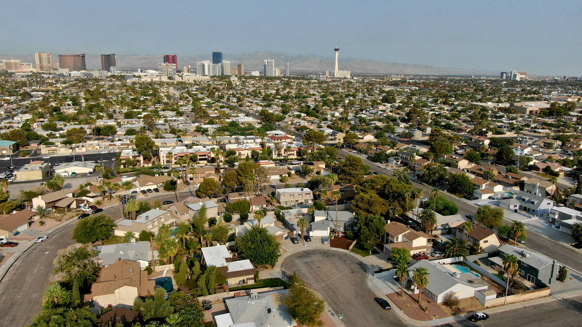 An aerial view of housing near Eastern Avenue and Desert Inn road in Las Vegas, Nevada Monday A ...