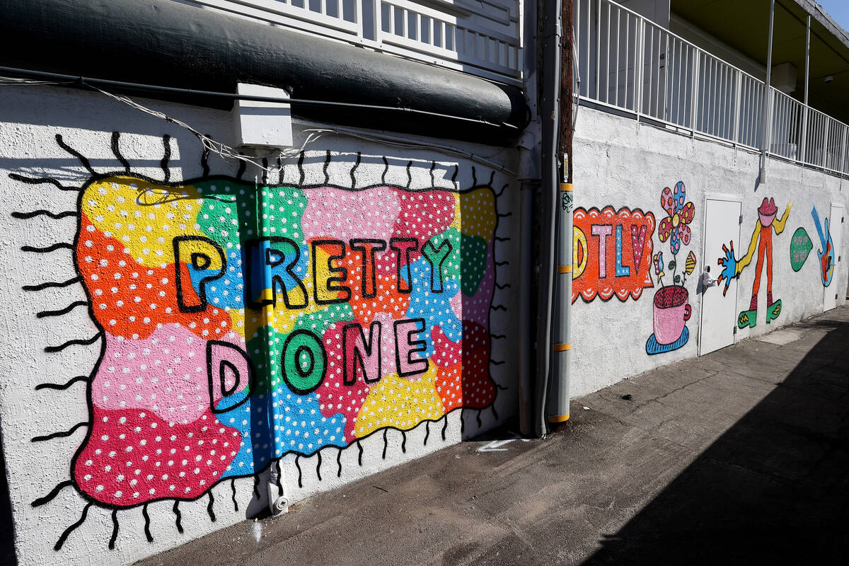 Part of a mural titled "Pretty Funk Alley" by an artist who goes by the name "Pretty Done" for ...