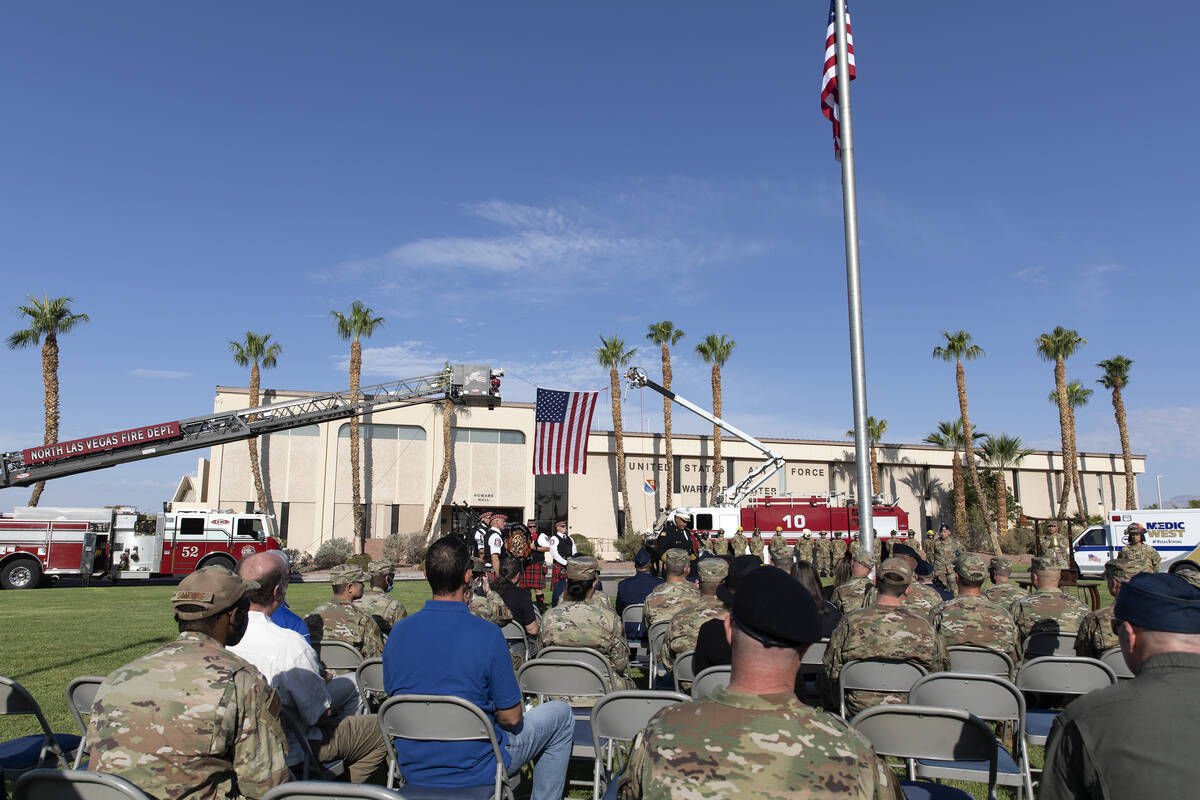 The Nellis Fire and Emergency Services 9/11 Memorial Ceremony takes place at Nellis Air Force B ...