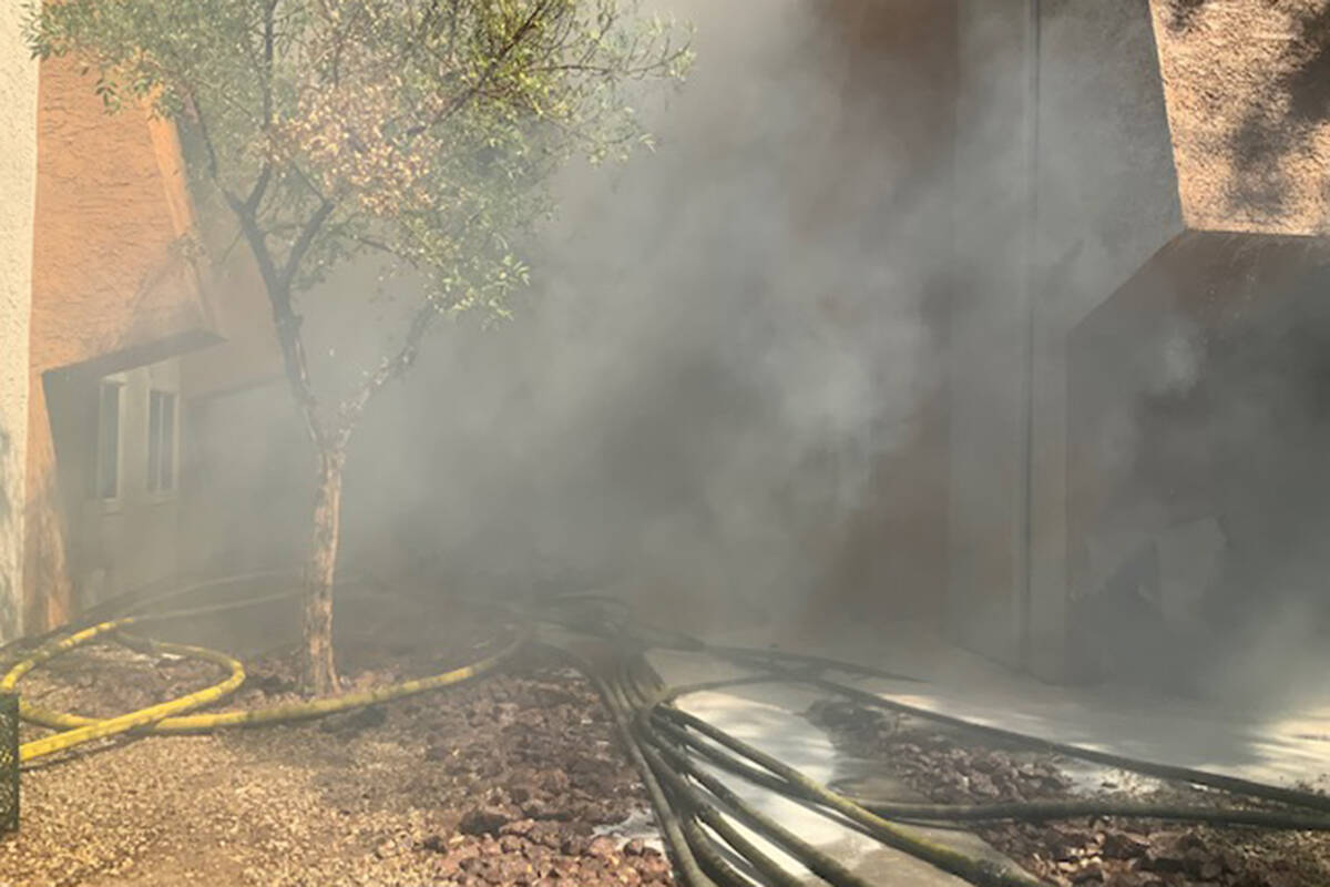 Crews battle a fire Saturday, Sept. 11, 2021, at Sundance Village Apartments on the 6500 block ...