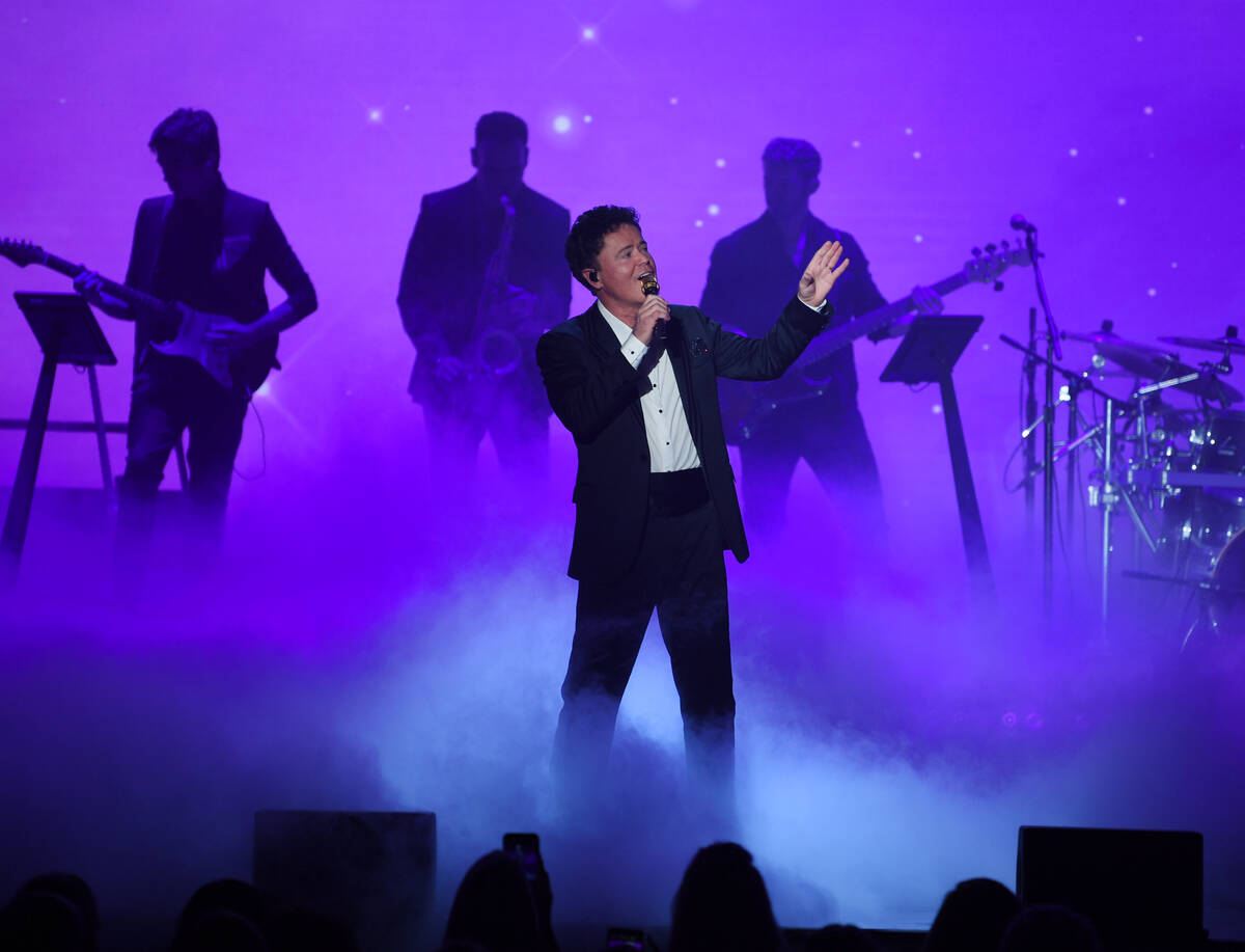Donny Osmond performs at Harrah's with Jesse Tobias on guitar on Aug. 31, 2021, in Las Vegas. ( ...