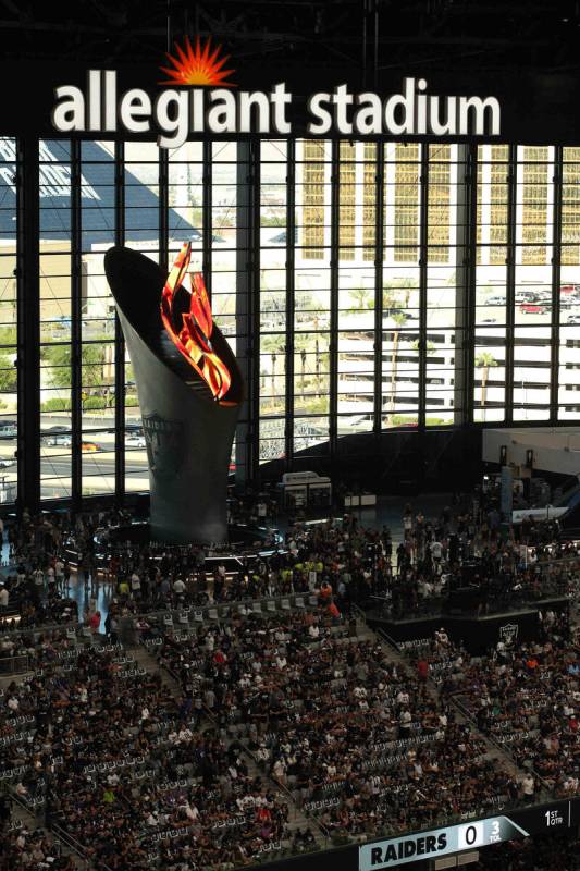 The Al Davis Memorial Torch Flame during an NFL football game between the Raiders and Baltimore ...