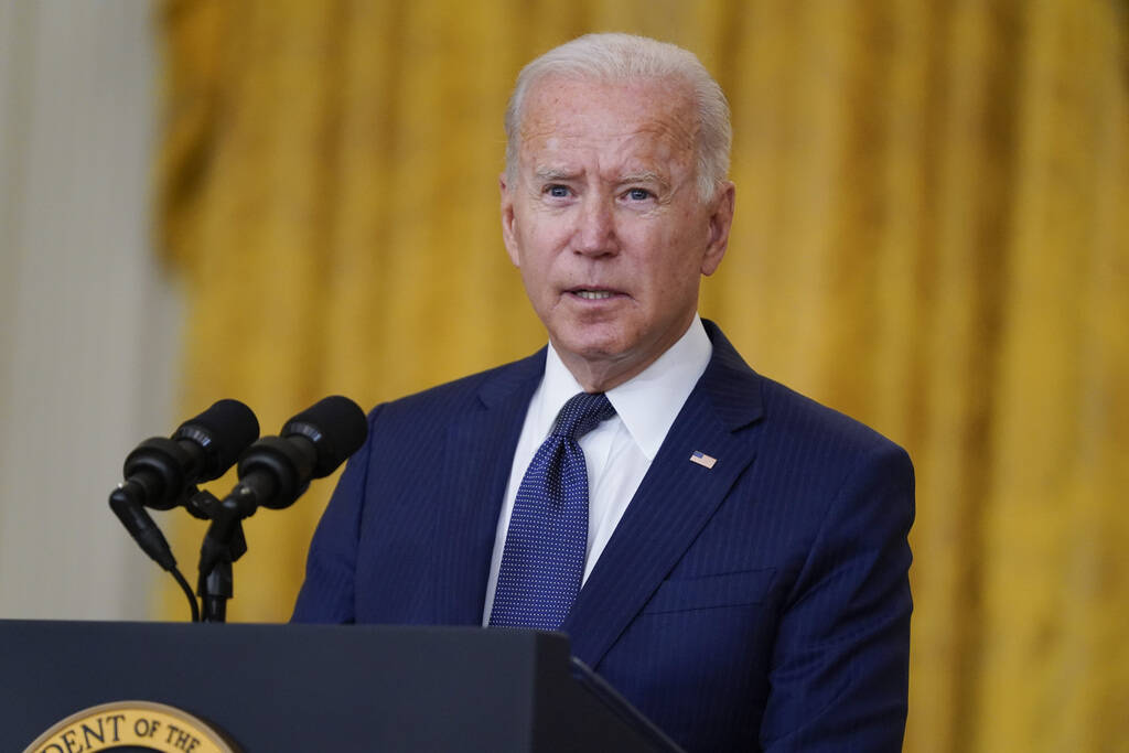 President Joe Biden speaks about the bombings at the Kabul airport that killed at least 12 U.S. ...