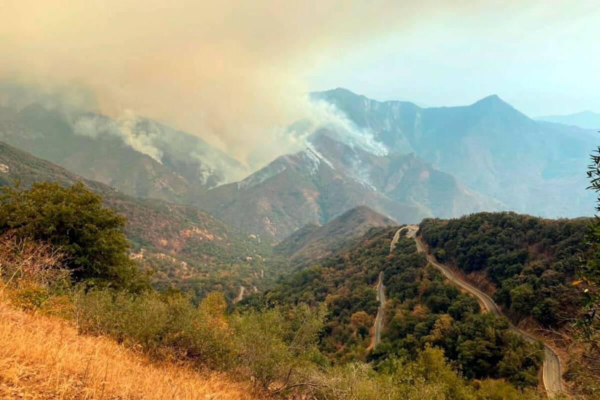 Smoke plumes rise from the Paradise Fire in Sequoia National Park, Calif., in September 2021. ( ...