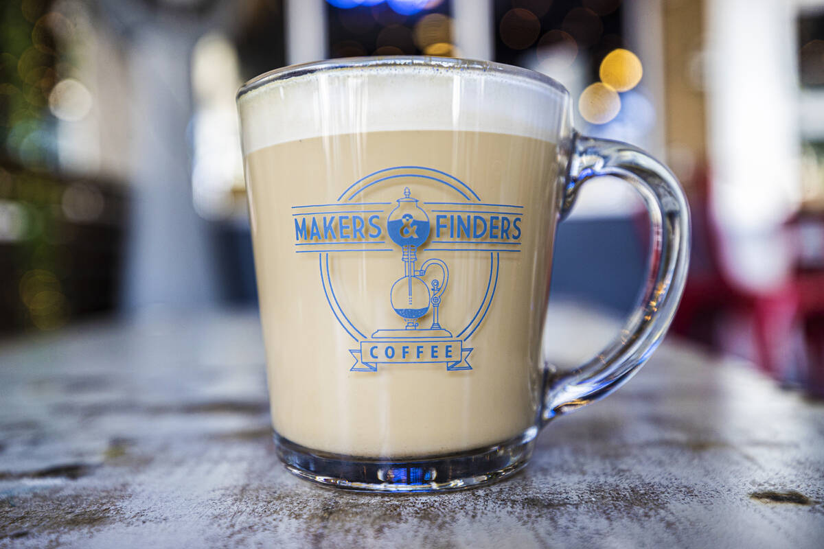 A lavender infused latte at Makers & Finders on Wednesday, Sept. 15, 2021, in Las Vegas. (B ...