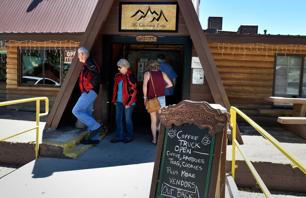 Customers enter and exit the Mount Charleston Lodge on Friday, July 15, 2016. (David Becker/Las ...