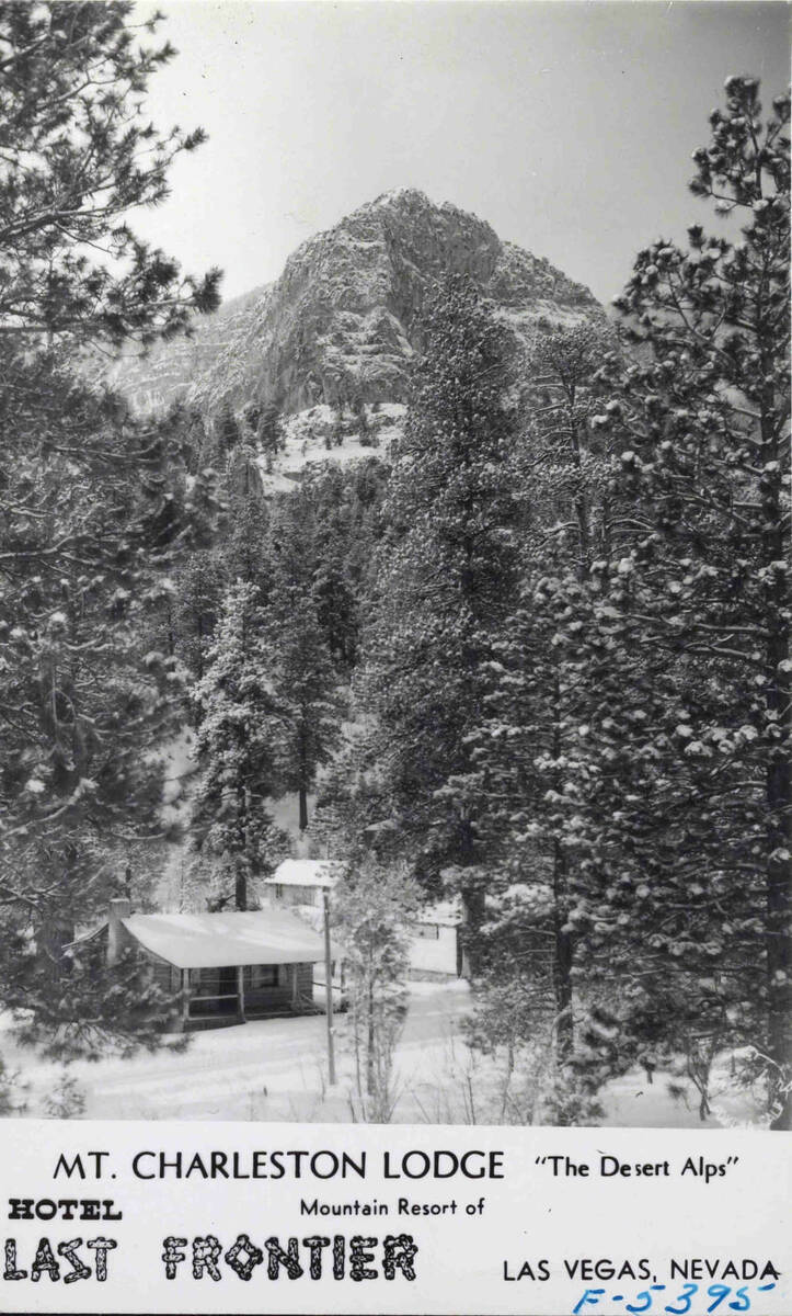An exterior view of the Mount Charleston Lodge resort circa 1930s-1950s. (UNLV Libraries Specia ...