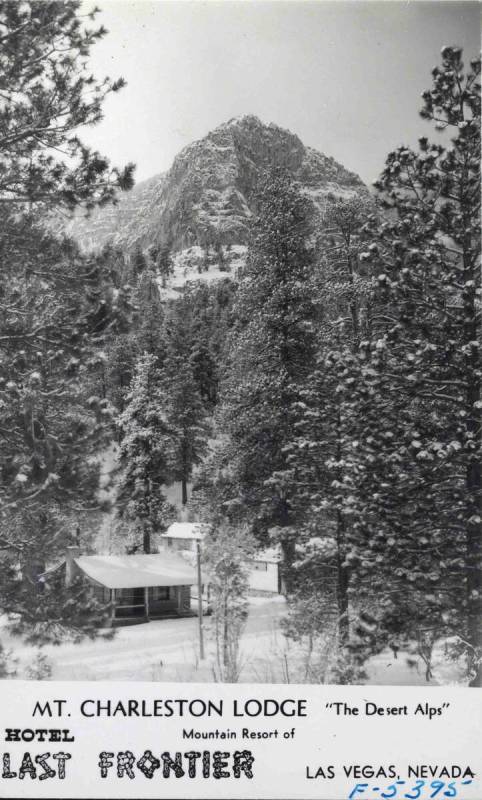 An exterior view of the Mount Charleston Lodge resort circa 1930s-1950s. (UNLV Libraries Specia ...