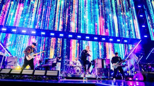 Coldplay performs during the 2021 iHeartRadio Music Festival at T-Mobile Arena on Saturday, Sep ...