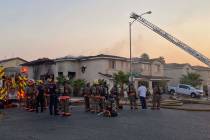 Fire caused heavy damage to a home in the western Las Vegas Valley early Monday. (Glenn Puit / ...