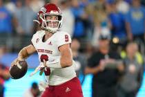 Fresno State quarterback Jake Haener throws during the first half of an NCAA college football g ...