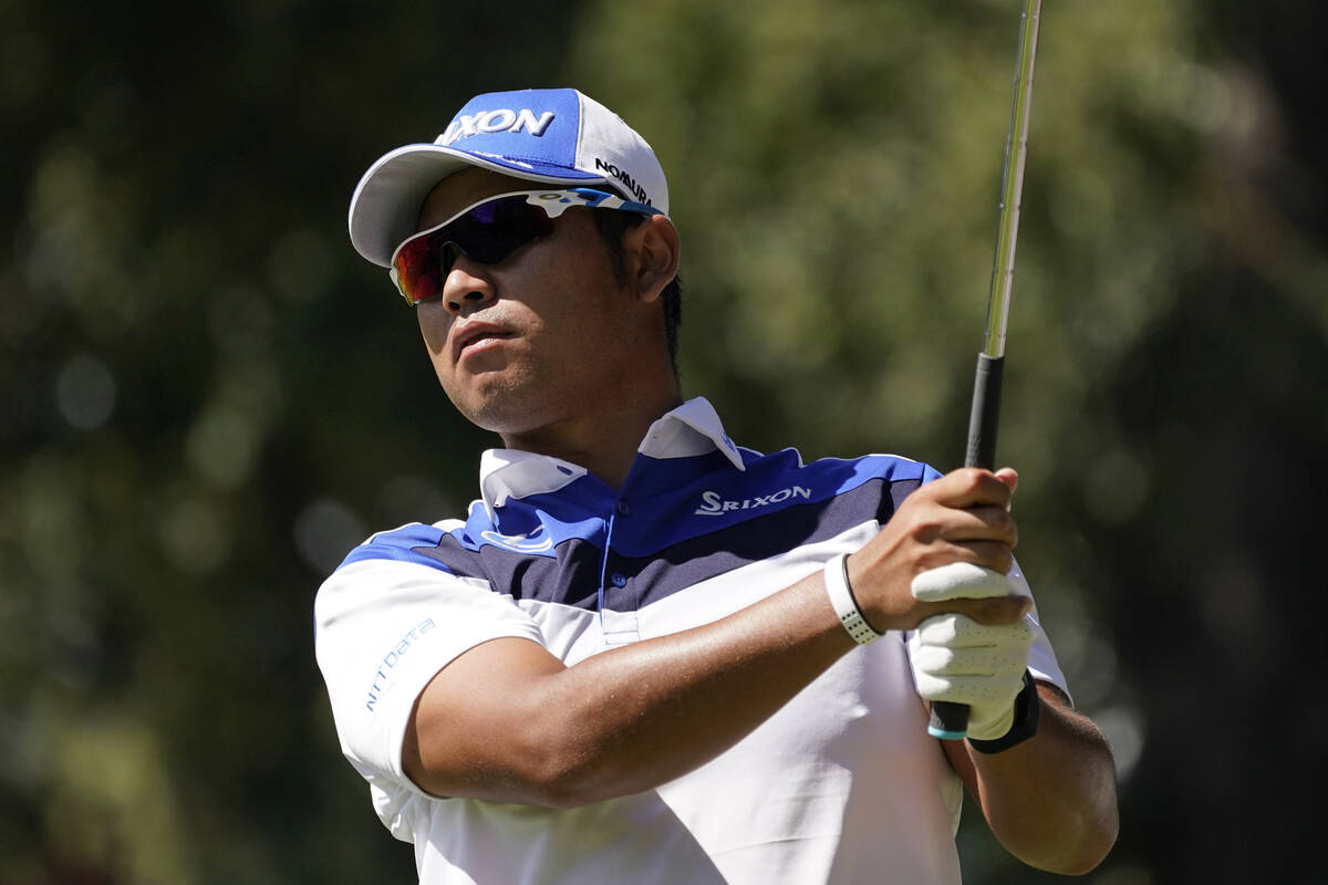 Hideki Matsuyama, of Japan, follows his shot from the seventh tee of the Silverado Resort North ...