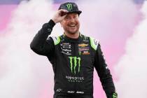 Kurt Busch waves to the crowd during driver introductions prior to the start of the NASCAR Cup ...