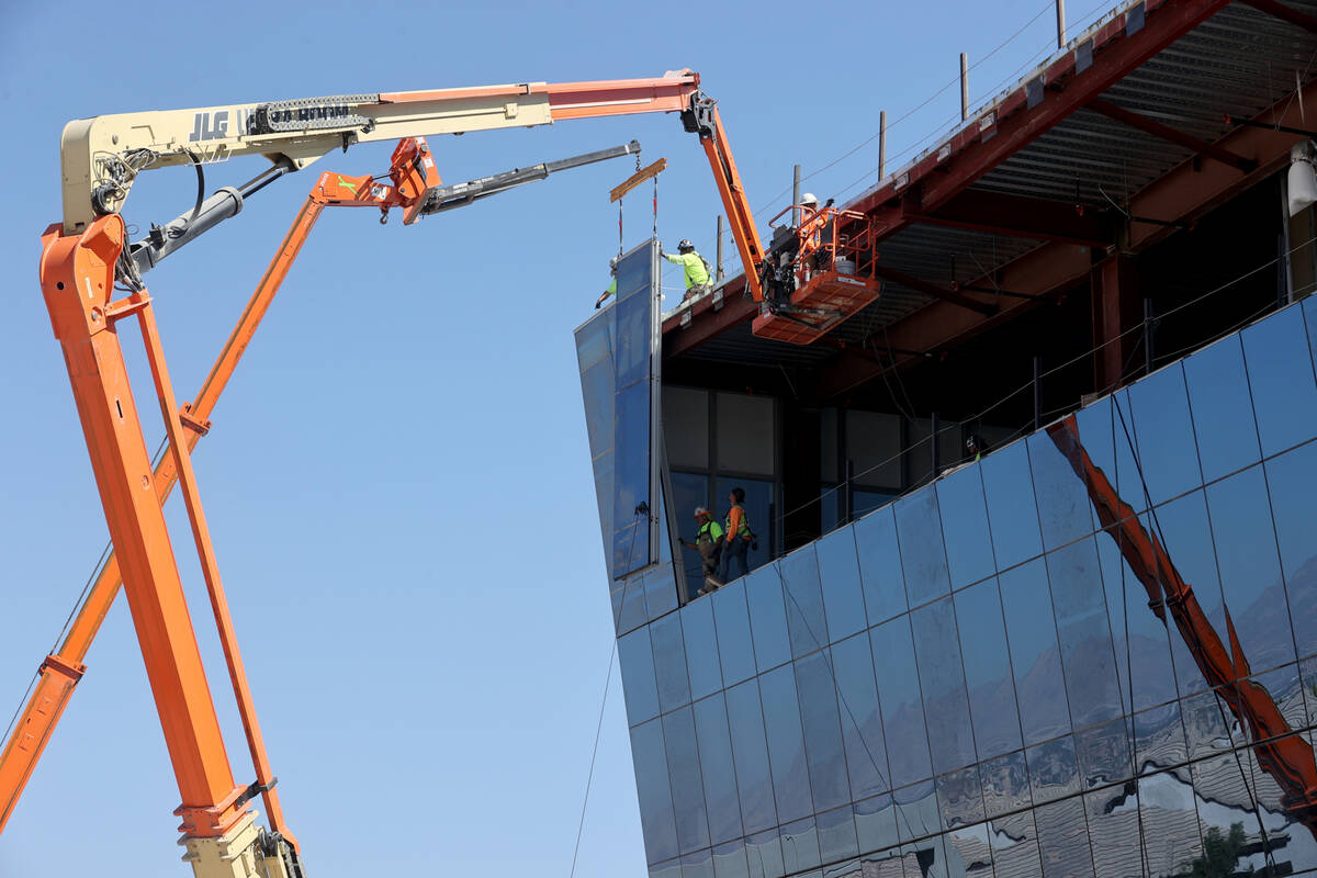 Axiom, a new office complex with a slanted wall design under construction in the southwest Las ...