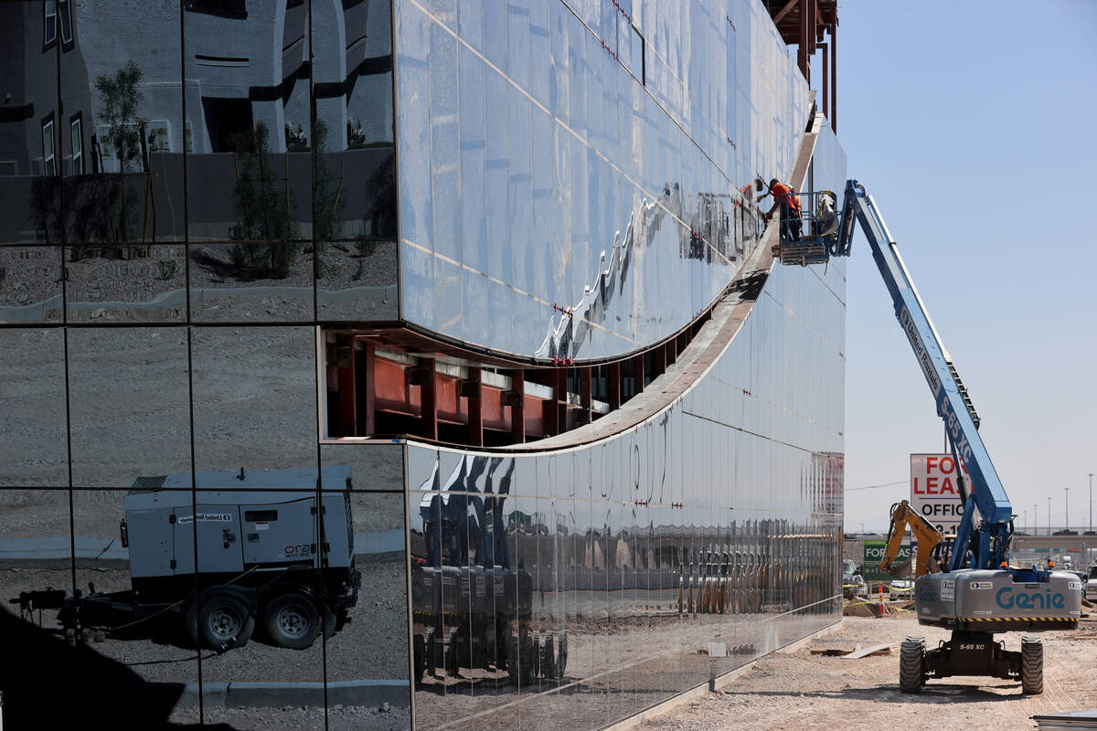 Axiom, a new office complex with a slanted wall design under construction in the southwest Las ...