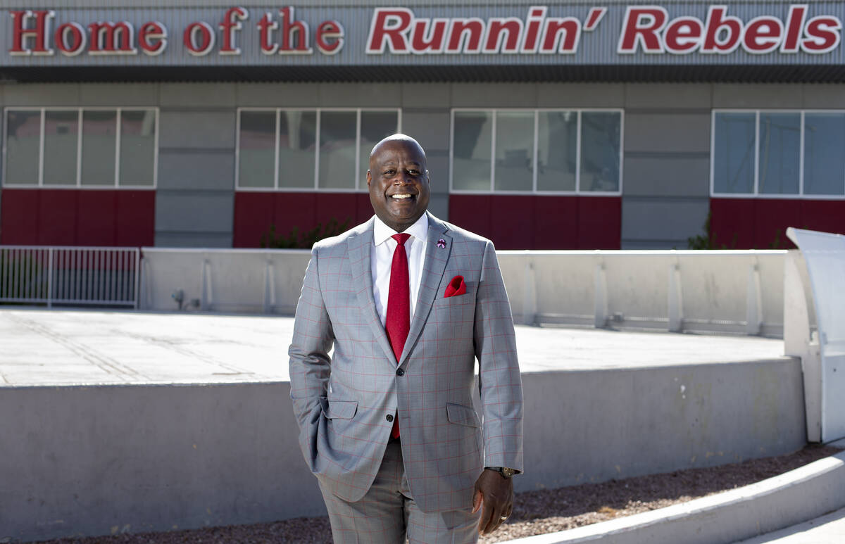 UNLV interim athletics director Erick Harper outside Thomas & Mack Center on Friday, Oct. 1 ...