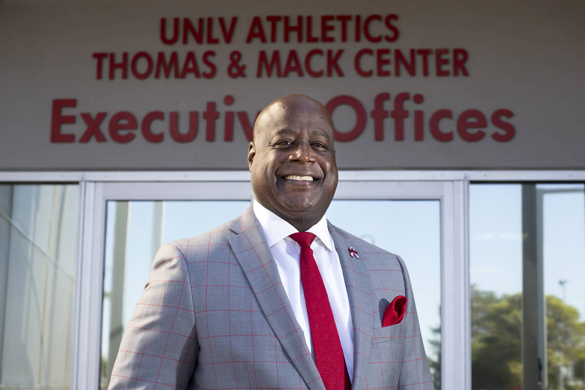 UNLV interim athletics director Erick Harper outside Thomas & Mack Center on Friday, Oct. 1 ...