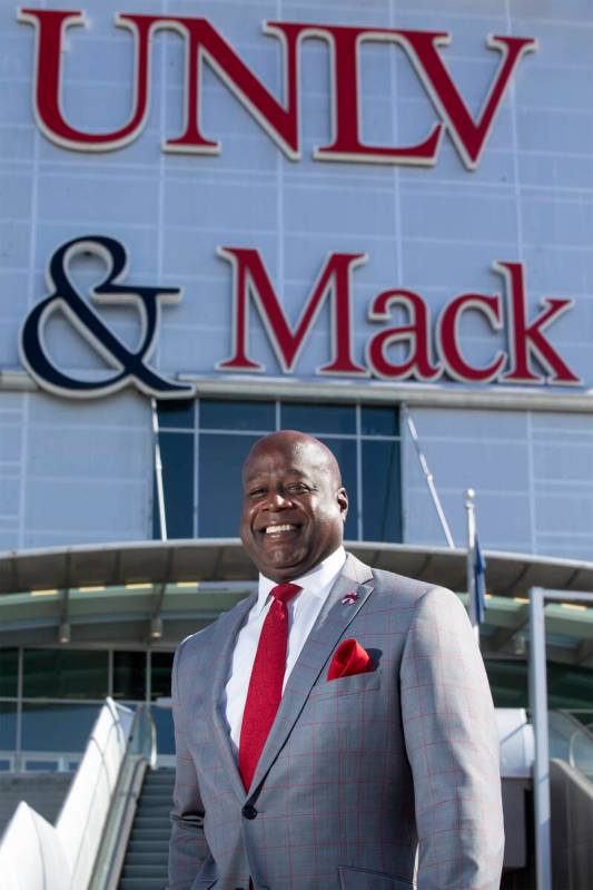 UNLV interim athletics director Erick Harper outside Thomas & Mack Center on Friday, Oct. 1 ...