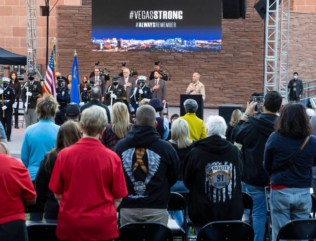 Families of Route 91 Harvest festival shooting victims and survivors attend the annual 1 Octobe ...