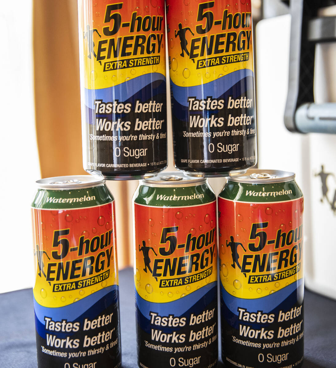 The new 16-ounce carbonated version of energy drinks are displayed during the National Beer Who ...