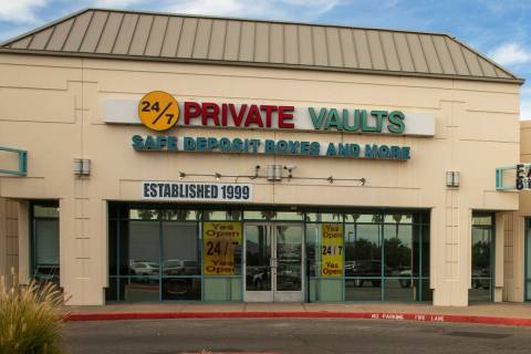 24/7 Private Vaults sits vacant on Jan. 28, 2020, in Las Vegas. (L.E. Baskow/Las Vegas Review-J ...