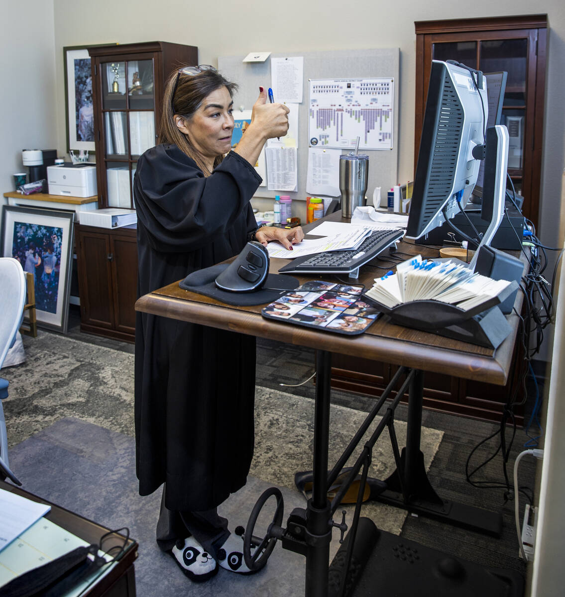District Judge Bita Yeager conducts mental health court from her chambers at the Regional Justi ...