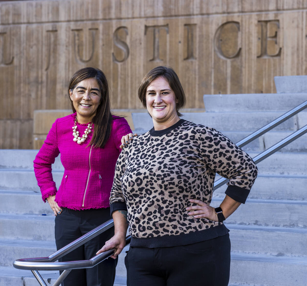 District Judge Bita Yeager, left, and Caitlin Mroz, the mental health court coordinator, at the ...