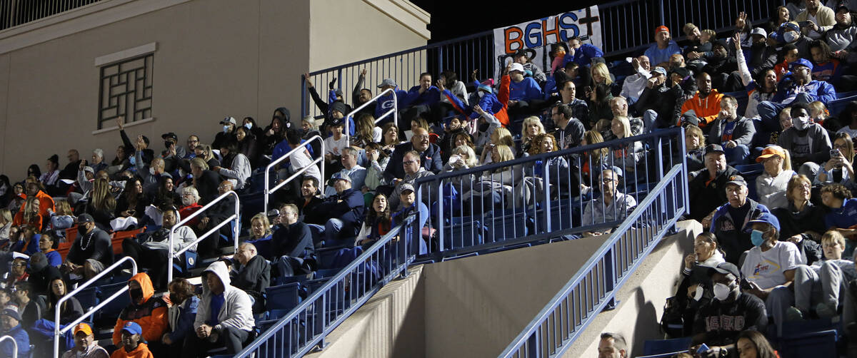 Bishop Gorman High School's fans cheer during the second half of a football game against Palo V ...
