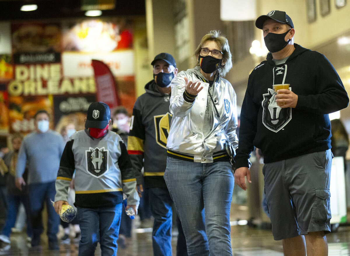 Silver Knights fans during an AHL hockey game against the Colorado Eagles on Sunday, Oct. 17, 2 ...