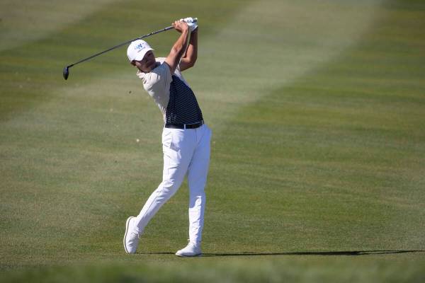 Seonghyeon Kim of South Korea hits the ball from the third fairway during the third round of th ...