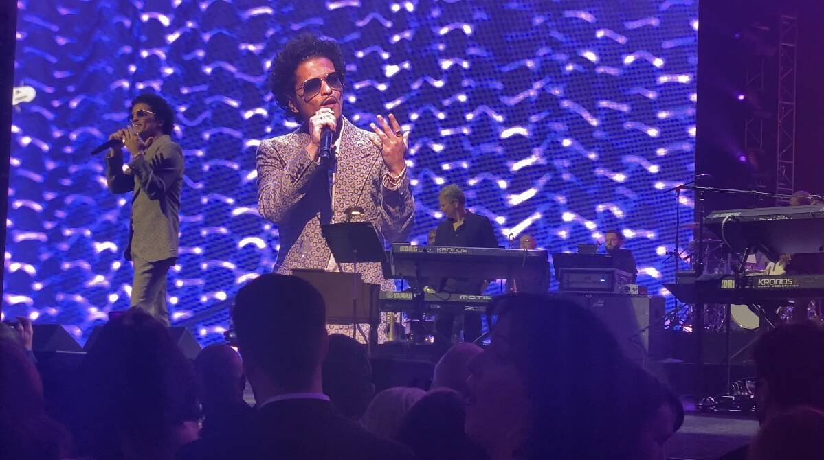 Bruno Mars is shown during his introduction of Kenny "Babyface" Edmonds at the 25th Keep Memory ...