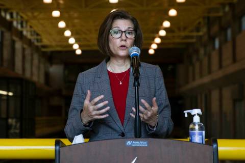 Sen. Catherine Cortez Masto, D-Nev., speaks about her efforts to combat drought in Southern Nev ...