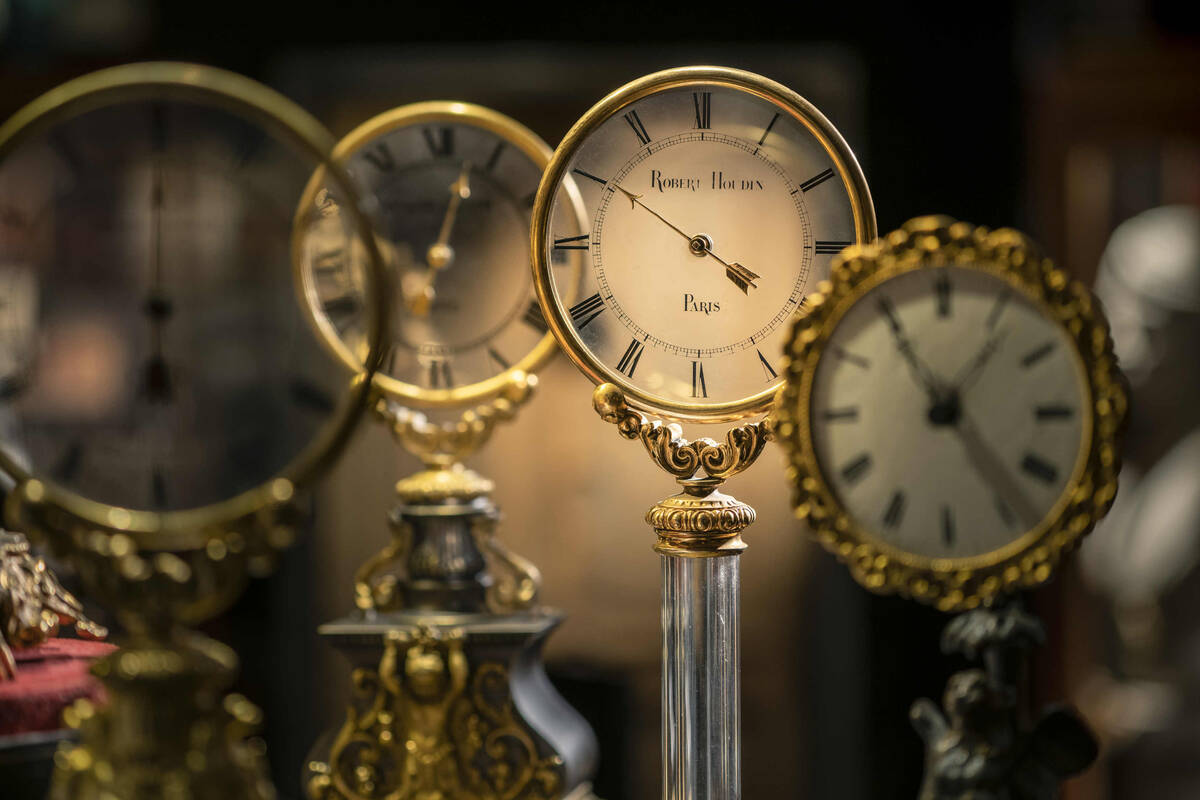 A set of "mystery clocks" invented by the famed illusionist Jean-Eugène Robert-Houdin. (Homer ...