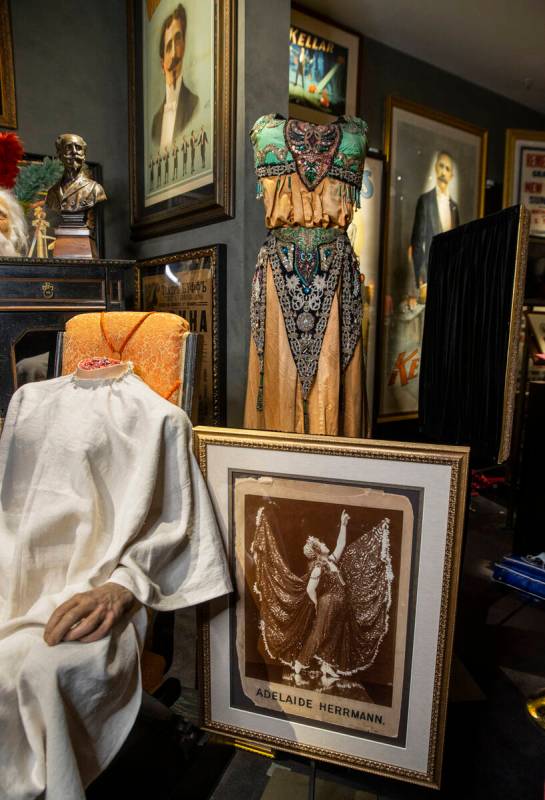 A dress worn by magician and vaudeville performer Adelaide Herrmann on display at David Copperf ...