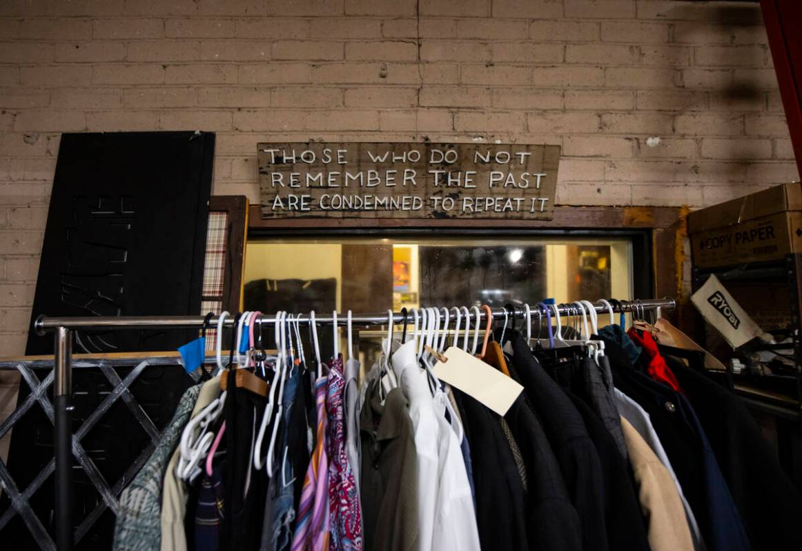 A sign backstage at Majestic Repertory Theatre is seen before the start of a rehearsal for a sh ...