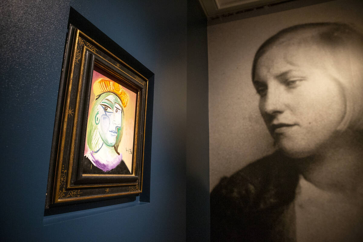 Pablo Picasso's "Femme au beret rouge-orange" is on display at the Bellagio Gallery of Fine Art ...