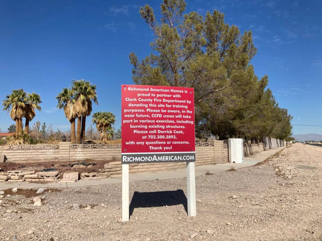 A sign from Richmond American Homes is seen on Valley View Boulevard north of Cactus Avenue in ...