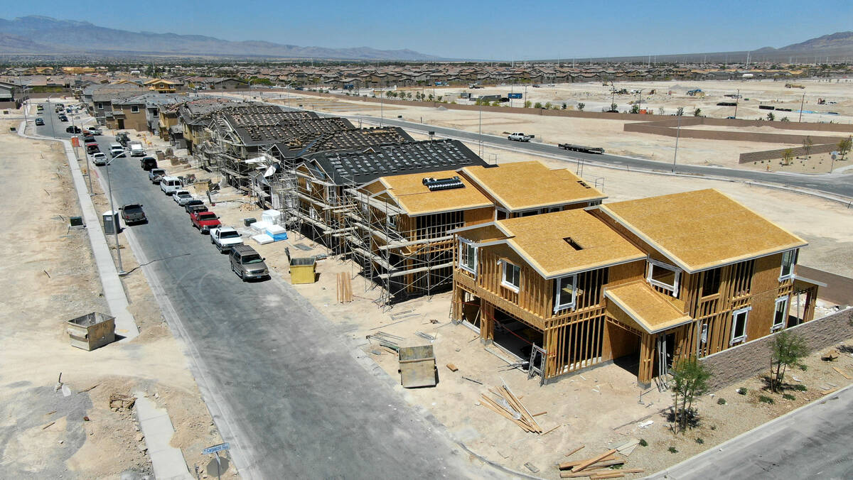 An aerial view of Orion Pointe, a housing development near North Decatur Boulevard and Farm Roa ...