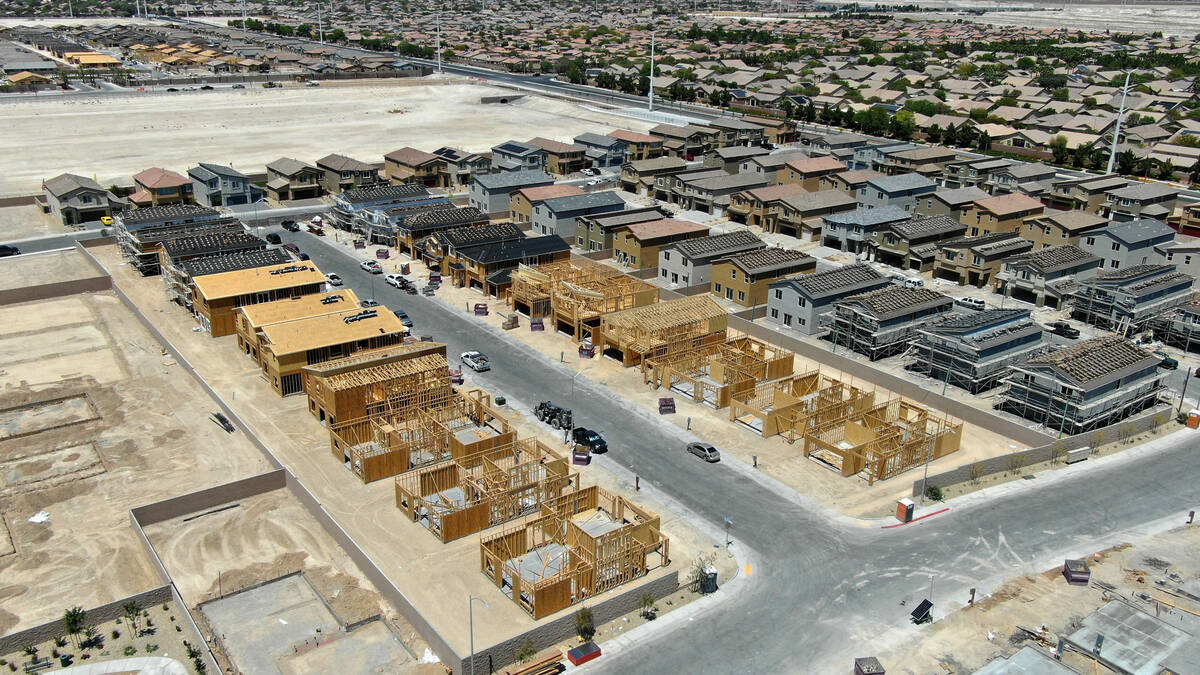 An aerial view of Luna Pointe, a housing development near Farm Road in North Las Vegas on Wedne ...