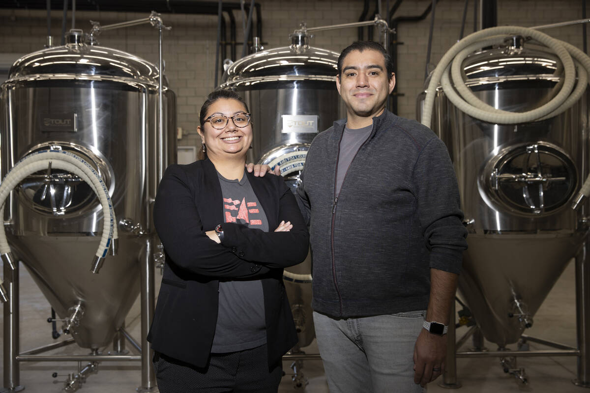 Amanda Payan, left, and her brother, Matt, co-owners of North 5th Brewing Co., pose for a portr ...