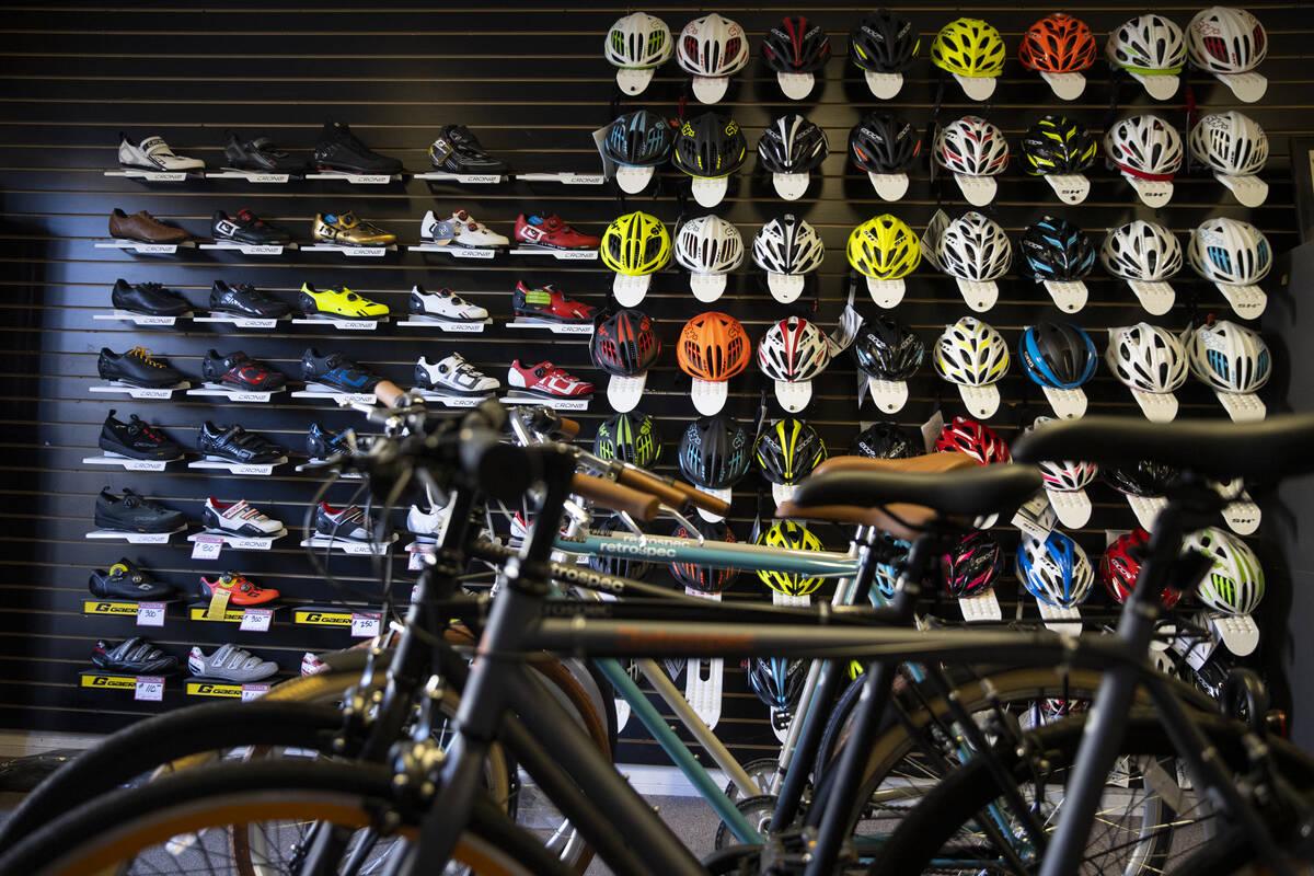 The interior of the Gizmo Cycling shop in North Las Vegas, Thursday, Oct. 28, 2021. (Erik Verdu ...