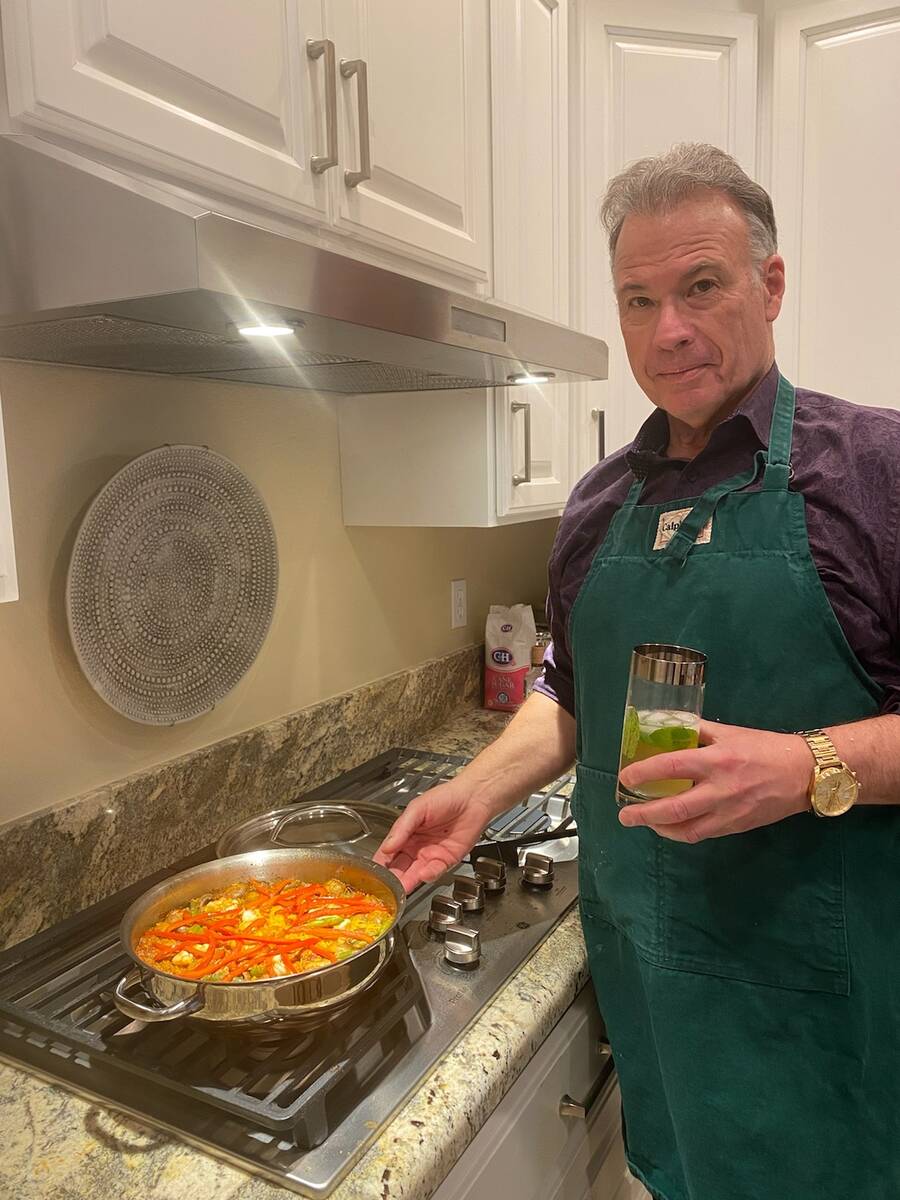 Ted Biedryck with the paella he prepared for the third class. (Ted Biedryck)