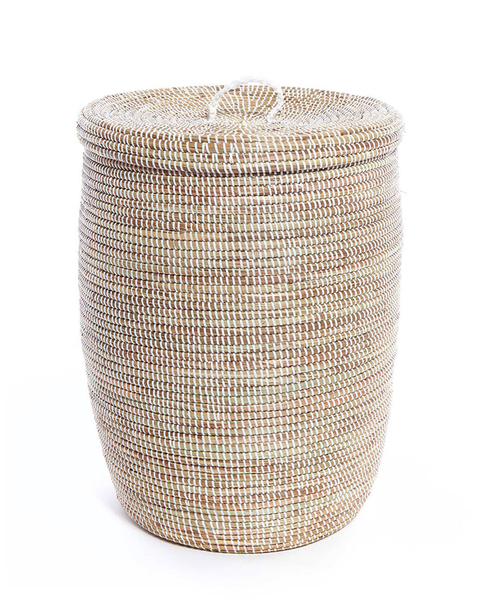 2. White Hamper Handmade In Senegal Keeps dirty laundry beautifully out of sight while helping ...