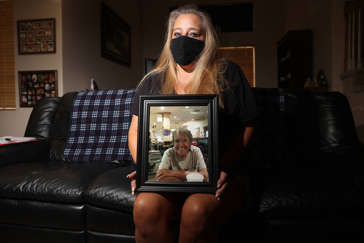 Tracy LaMonica show s picture of her mother Phyllis Wyant at her home in Las Vegas, Saturday, J ...