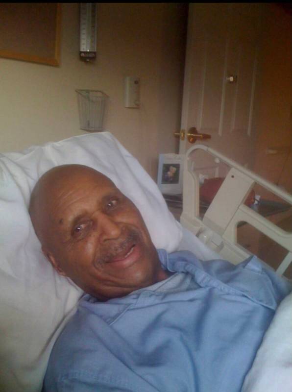 George Woods smiles from his room at the Heights of Summerlin, the facility he lived at before ...
