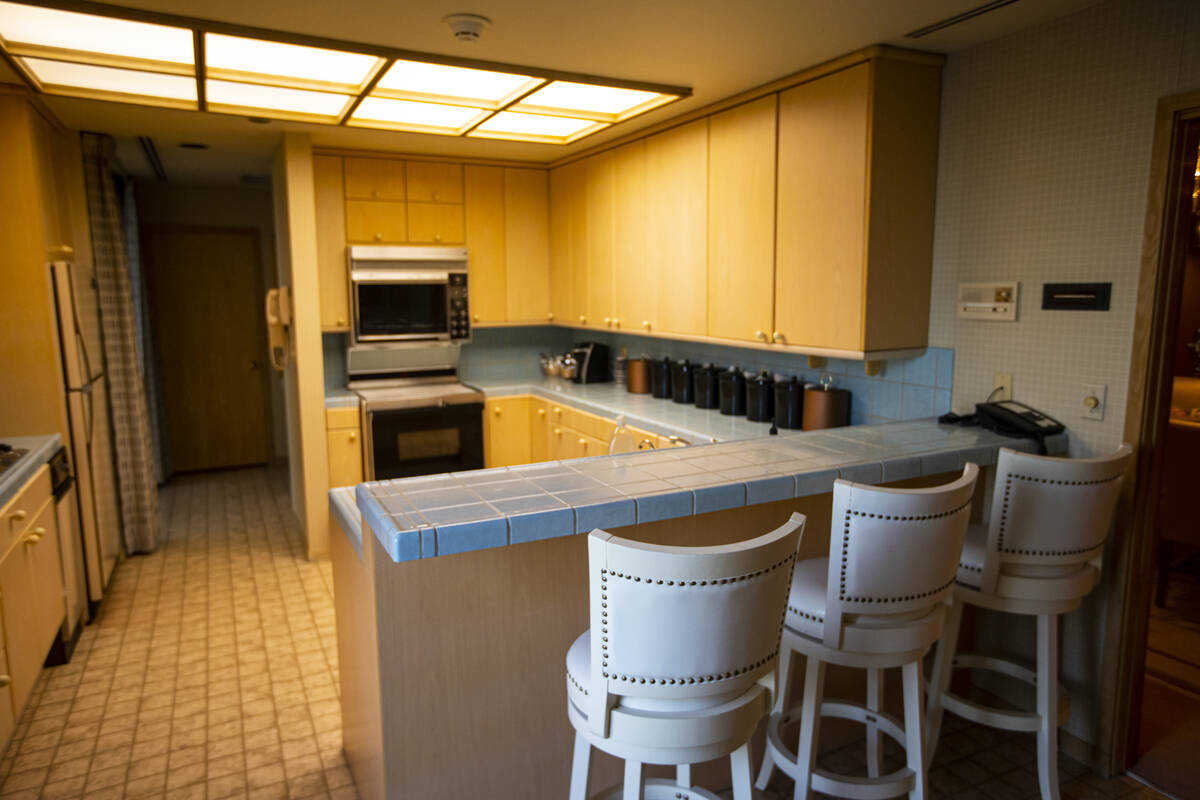 A part of the kitchen area is seen at the Jackie Gaughan Suite at the El Cortez in downtown Las ...