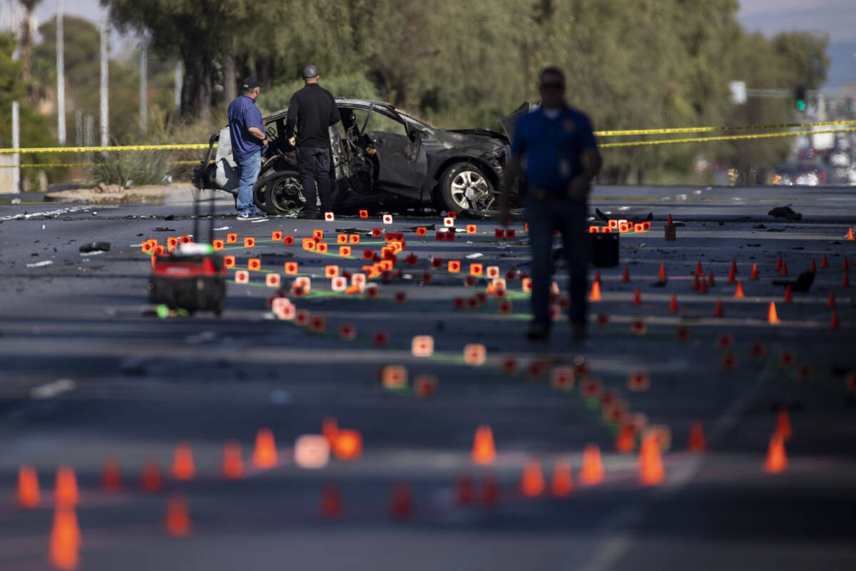 Las Vegas police investigate a fatal crash near South Rainbow Boulevard and Spring Valley Parkw ...
