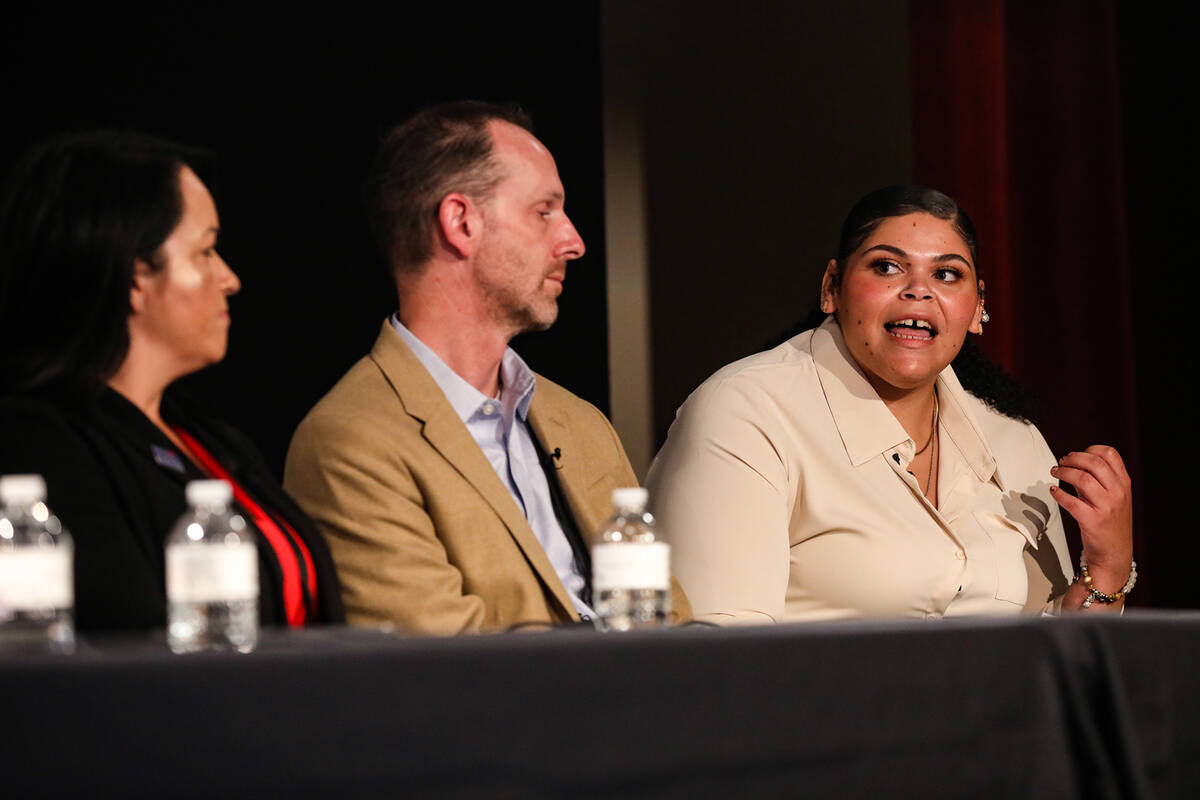 Theresa Butler, outreach coordinator for Young Adults in Charge, speaks as part of a panel at t ...