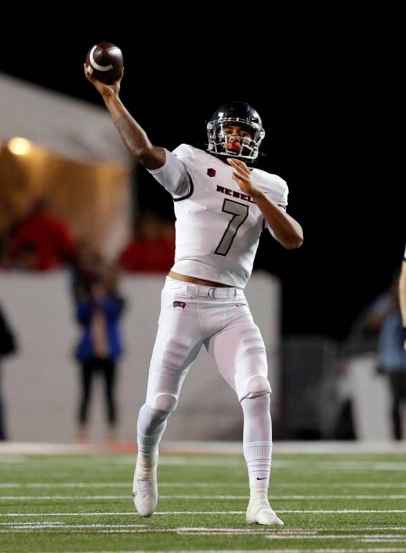 UNLV quarterback Cameron Friel throws a pass during the first half of the team's NCAA college f ...